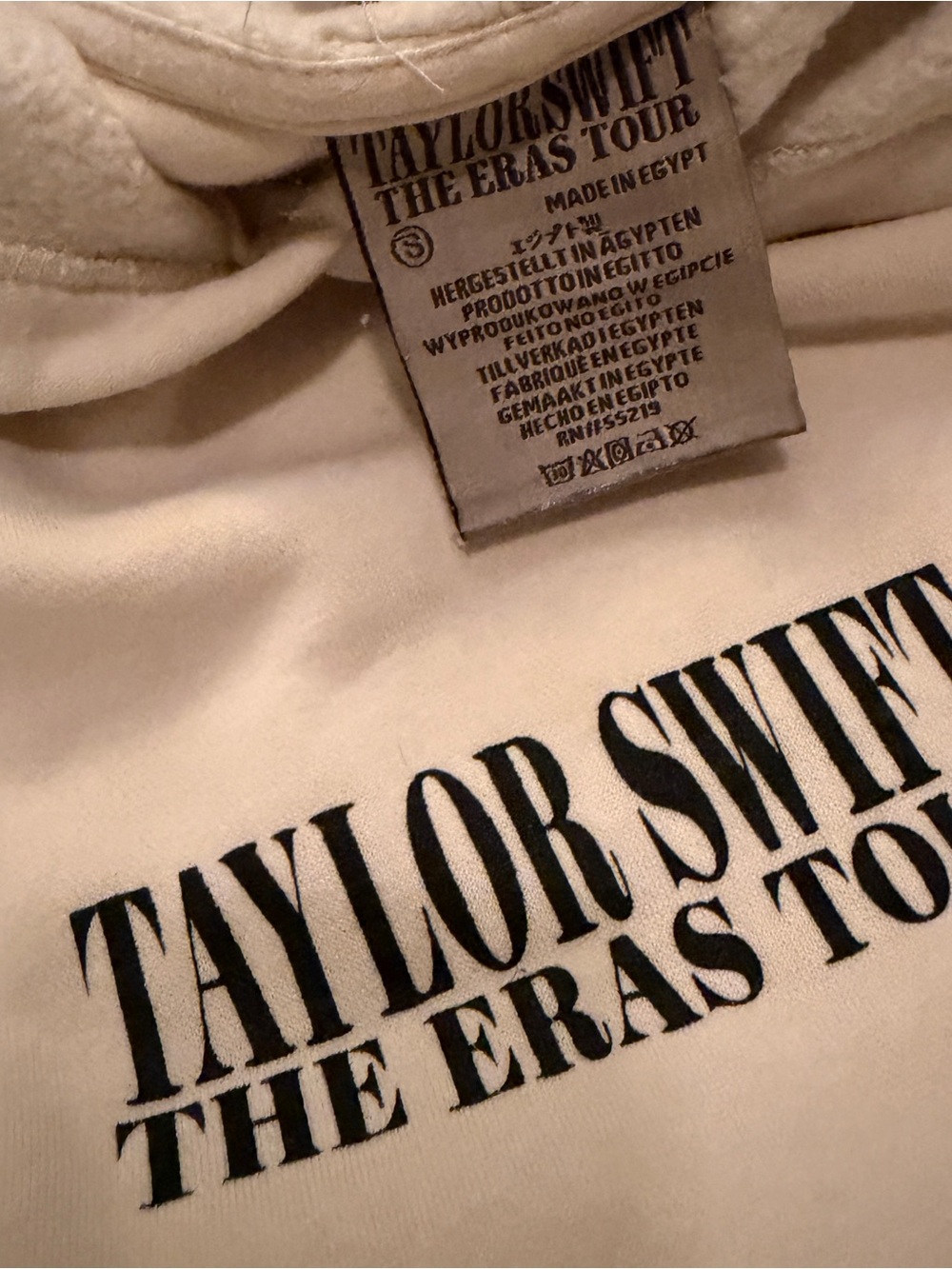 Taylor Swift TTPD 2024 Eras Tour Cream & Black Logo Hoodie